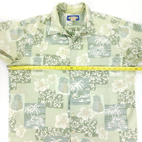 REYN SPOONER Hawaiian Shirt Short Sleeve Button Down 90s Green Floral Y2k Resort - Picture 3 of 7